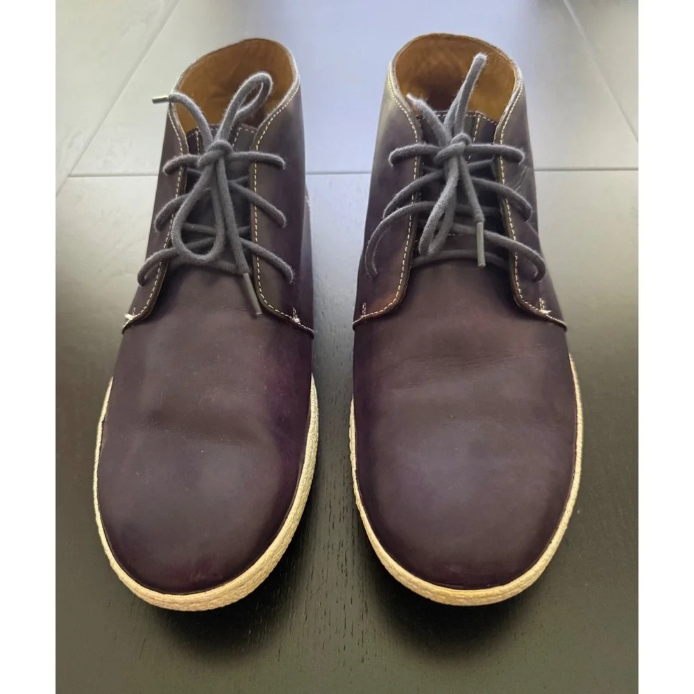 Cole Haan Men's Leather Chukka Boot Size 12M Purple Vibram Cupsole Lace-Up